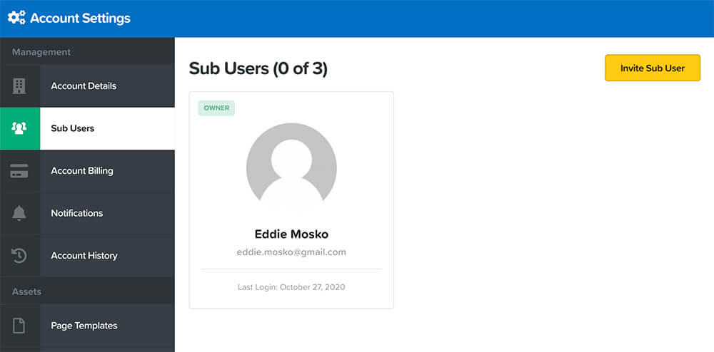 Sub users tab